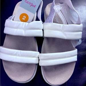 Sandals, Cat & Jack, White, Size 2, New with tags